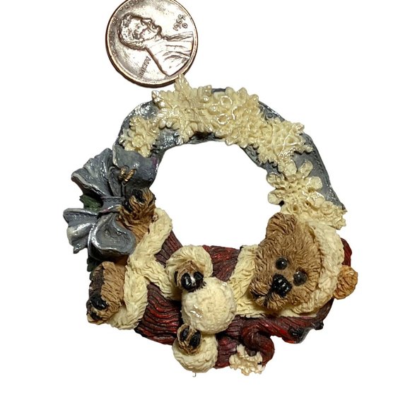 Boyd's Bears Folkwear Santa Bear with Snowball Pin Brooch Vintage 1990's - Picture 4 of 7